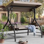 DWVO 3 Seats Outdoor Swings for Adults Porch Swing with Adjustable Canopy Outdoor Converting Canopy Swing Glider Patio Swing Heavy Duty Swing Chair with Canopy Removable Cushion, Backyard, (Gray)