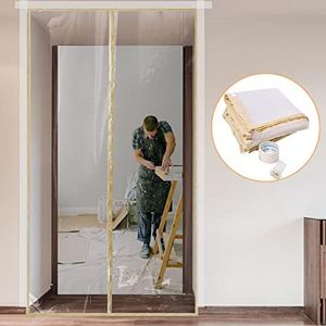 Dust Barrier, Plastic Zipper Door Dust Protection Kit, Construction Door Cover with Zipper for Kitchen, Bathroom, Hallway Remodel, Fit Standard Doorway 4'W x 7.5'H (4' x 7.5')