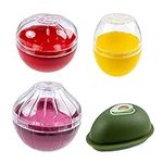 4 Piece Fruit and Vegetable Storage Containers for Fridge, Avocado Lemon Tomato and Onion Keeper/Saver/Holder/Keeper