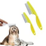 Multifunctional Pet Hair Comb Tear Stain Removal, 2024 New Stainless Steel Pet Grooming Brush Fine Tooth Grooming Massage Comb, 2 in 1 Magic Pet Comb Grooming Comb Set for Small Dogs (Yellow)