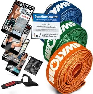 NEOLYMP Fitnessbänder Set Stoff - waschbare Resistance Bands, Widerstandsbänder, Krafttrainingssets, Gymnastikband inkl. E-Book mit Fitnessbänder-Übungen