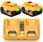 2X 18V DCB200 18V/20V Li-Ion + 6A Dual Charger replacement battery for dewalt DCB184 DCB180 DCB200 battery