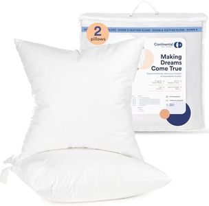 Continental Bedding 24x24 Set of 2 White Goose Down and Feather Fill 50/50 Decorative Throw Pillow Insert - Square Designer Pillows - Fluffy Euro Pillow Cushion Insert for Bed and Couch - Made in USA