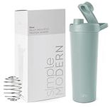 Simple Modern Stainless Steel Shaker Bottle with Ball 24oz | Metal Insulated Cup for Protein Mixes, Shakes and Pre Workout | Rally Collection | Sea Glass Sage