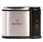 Masterbuilt MB20012420 Butterball XL 10 Liter Electric 3-in-1 Deep Fryer Boiler Steamer Cooker with Basket for Turkey, Seafood, & More, Silver