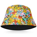 Pokemon Baseball Cap Sunglasses Boys Girls Bucket Hat for Kids Unisex Pikachu Adjustable Strap Summer Accessories Sun Hat for Kids Snapback Hat Pokemon Gifts (Multi Bucket Hat)