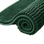 subrtex Chenille Bath Mats for Bathroom, Extra Soft and Water Absorbent, Non Slip Bath Rug Perfect Plush Carpet Mats, For Tub, Shower, Green, 40 × 60 cm, 1 piece