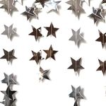 WUMUZAI 5Pcs Star Garland, 20m Hanging Stars Decorations, Paper Star Garland Banner String Streamers for Birthday Baby Shower Christmas Party Wedding Holiday Decor, Mirror Glitter Silver