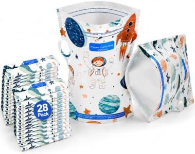 HeyFir Vomit Bags for Car Kids - Waterproof Paper, Dual Zipper Leakproof, Reinforced Wide Edges, Double-Sided Cartoon Design, 2000CC, Stand-Up Base & Carry Handle