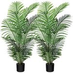 Fopamtri Fake Majesty Palm Plant 4 Feet Artificial Majestic Palm Faux Ravenea Rivularis in Pot for Indoor Outdoor Home Office Store, Great Housewarming Gift, 2 Pack