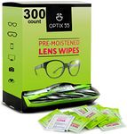 Eyeglass Cleaner Lens Wipes- 300 Pre-Moistened Individual Wrapped Eye Glasses Cleaning Wipes | Glasses Cleaner Safely Cleans Glasses, Sunglasses, Phone Screen, Electronics & Camera Lense| Streak-Free