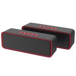 Kolaura Portable Wireless Speaker, Bluetooth 5.0 Speaker with 3D Stereo HiFi Bass, 1500mAh Battery, 12 Hour Playtime (Red - 2 Pack)