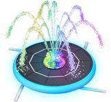 AISITIN 6.5W Solar Water Fountain with 7 LED Colour Lights,Solar Fountain Pump with 3000mAh Battery 8 Nozzles 4 Fixers, Solar Fountains Water Feature for Garden,Pond,Birdbath and Pool