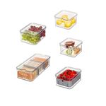 iDesign Plastic Refrigerator Organizer Bin Set The Spruce Fridge Binz, Set of 5, Clear/Matte Gray