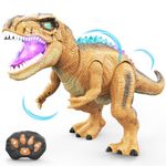 Dinosaur Toys with Remote Control-Dino Toys for Kids 3-5,6-8,8-12,Robot T-Rex Tyrannosaurus with Sounds,Lights,Moving and Launching Bullets,Gifts for 3+ Years Old Boys and Girls(Brown)