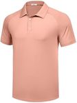 PINSPARK Golf Polo Shirts for Men Short Sleeve Work Summer Shirts Dry Fit Fishing Shirts Casual Collared T-Shirts for Men Pink-XXL