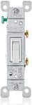 Leviton 1451-2WM 15 Amp, 120 Volt, Toggle Framed Single-Pole Ac Quiet Switch, Residential Grade, Grounding, 10-Pack, White