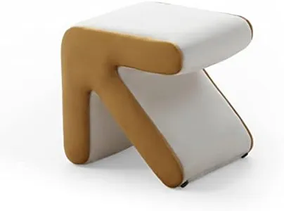 pouseayar Velvet Foot Stools Ottoman, Footrest Footstool Multifaceted Stool Coffee Table Arrow Design Handicraft Decoration for Living Room Bedroom - Beige+Gold