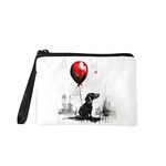 Kuiaobaty Watercolor Dachshund Dog Small Coin Purse Change Pouch for Women, Red Balloon Girls Makeup Bag Zipper Coin Purse