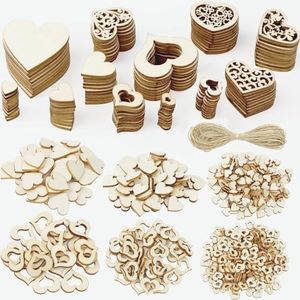 TOKERD 500pz Cuore in Legno per Decorazioni Cuore di Decoupage Legno Naturale Cuoricini in Legno per Matrimonio Decorazione di San Valentino Natale Tavolo Scrapbooking Fai da Te Artigianato