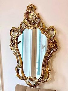 Generisch Miroir mural baroque doré vieilli - 50 x 76 cm - Miroir ovale - Miroir de couloir