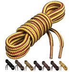 Birch 1/5" Thick Tough and Heavy Duty Round Boot Laces for Boots and Hiking Shoes. (45"(115cm)-S, Yellow/Brown)