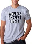 Worlds Okayest Uncle T Shirt Funny Saying Family Graphic Funcle Sarcastic Tee, Light Heather Grey, 3X-Large