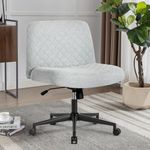 Armless Fabric Office Desk Chair, Home Office Chair with Wheels Heavy Duty Metal Base,120° Rocking Wide Seat Ergonomic Task Chair,Thicken Padded Swivel Vanity Chair for Women, Girls,Accent Chair