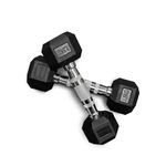 FITRXX Rubber Coated Hexa Dumbbell Set For Men & Women Professional Exercise Hex Dumbbells For Full Body Workout, Upper & Lower Body Strength Training, Home Gym Exercise. (2.5 Kg Pair), Black