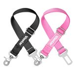 Vastar 2 Packs Adjustable Pet Dog Car Seat Belt Safety Leads Vehicle Seatbelt Harness, Pink