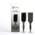 Jiffix Curly Hair Brush – Curl Defining & Detangling Brush for Women & Men – Boar Bristle Styling Brush for Shaping, Combing & Enhancing Natural Curls – Suitable for All Hair Types (BALCK)