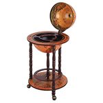 HOMCOM Rolling 18" Globe Wine Bar Stand Wine Cabinet Bottle Shelf Holder Wine Host Trolley with Wheels for 8 Bottles, Brown