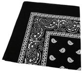 Macahel Cotton Paisley Design Kerchief/Bandana (Black)