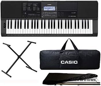 casio keyboard Combo Pack of CTX870IN 61-Key Portable Keyboard with Keyboard Stand, Adapter, Keyboard Padded Bag and Keyboard Dust Cover