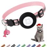 Airtag Cat Collar, Air tag Cat Collar with Bell and Safety Buckle in 3/8" Width, Reflective Collar with Waterproof Airtag Holder Compatible with Apple Airtag for Cat Dog Kitten Puppy