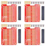 GeeekPi 4X Prototype Breakout DIY Breadboard PCB Shield Board Kit for Raspberry Pi 4 3 2 B+ A+ (Red)