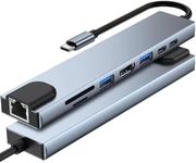 Generic 8-in-1 USB-C Docking Station USB 3.0 PD Hub with Charging Ethernet HDMI 4K TF/SD Card Reader for MacBook and Other Devices