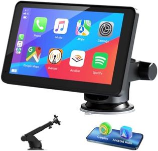 LAMTTO Wireless Carplay Screen for Car,7" HD Portable Car Stereo with Apple Carplay and Android Auto,Touch Screen Portable Car Radio with Voice Control,Mirror Link,Bluetooth,GPS Navigation for Car