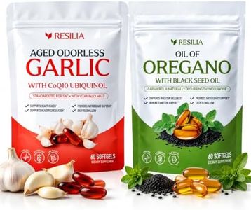 Resilia Oil Of Oregano with Black Seed Oil & Aged Odorless Garlic with CoQ10 Ubiquinol Bundle, 60 Softgels Each, 120 Softgels Total, Daily Wellness Formula