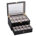 Uten 20 Wooden Watch Storage Box 2 Layers Organizer Collection Jewelry with Glass Lid Mens