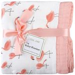 Little Jump Flamingo Baby Blanket - Silky Soft and Breathable Muslin Blankets Baby Girl Quilts- Large 47" x 47" - 2 Layers Toddler Bed Blanket (Flamingo)