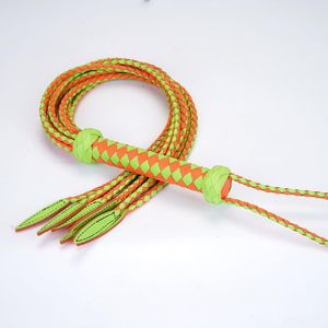 Nature-Inspired Genuine Leather Cat-O'-Nine-Tails Whip | 16cm Handle & 48cm Portable Tail | Hangable Outdoor Equestrian Whip | Handcrafted Multi-Functional Training Gear
