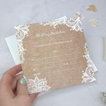 Dotty about Paper Premium Wedding Postcard Invitations - Rustic Lace Pattern - Pack of 20 complete with Ivory Envelopes. Vintage Charm, Woodland.Perfect for Friends and Family. (L48)