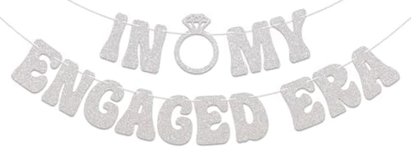 in My Engaged Era Banner - Engagement Party Decorations, Engagement Banner, We're Engaged Banner, Happy Engagement Party Decorations Silver Glitter