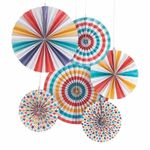 Atpata Funky Paper Fans for Party Wall Decor and Backdrop (Set of 6 Pcs.) (Multicolour)