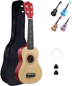 LXS Soprano Ukulele Kids Ukulele for Beginners - 21" Small Guitar Ukulele with Gig Bag, 1 Standby String and 2 Picks (Wood Color)