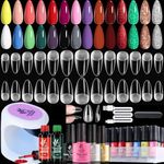 LAVENDER VIOLETS Gel Nail Polish Kit with U V Light - 21 Vibrant Colors, LED Lamp, Nail Extension Starter: 240 Medium Almond Tips, Base/Glossy/Matte Top Coat VC17