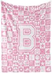 InnoBeta Preppy Throw Blanket, Personalized Initial Throw Blanket, Cute Throw, Cosmetic Bedding Stuff, Birthday Gift for Daughter, Preppy Things for Girls, B