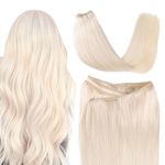 SURNEL Hair Weft Hair Extensions Human Hair 16 inch Color #60 Platinum Blonde Hair Bundles 80G Double Weft Sew in Hair Extensions Weave Human Hair(W#60,16)