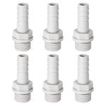 uxcell PVC Barb Hose Fitting Connector Adapter 8mm or 5/16" Barbed x 1/4" G Male Pipe 6pcs